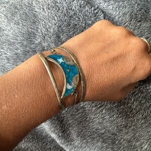 Artisan Turquoise Abalone like Crescent moon Bracelet